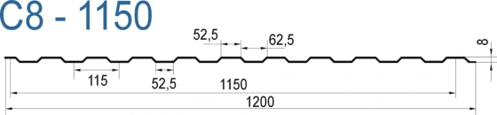 Профнастил оцинкованный С-8 0,35 мм. Длина 1,5 м. Цвет RAL8017 (корич). РБ.