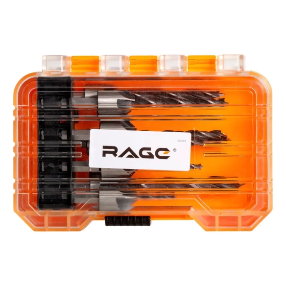 Набор сверл по дереву с зенкером 3-10 мм, 7 шт RAGE (552057)