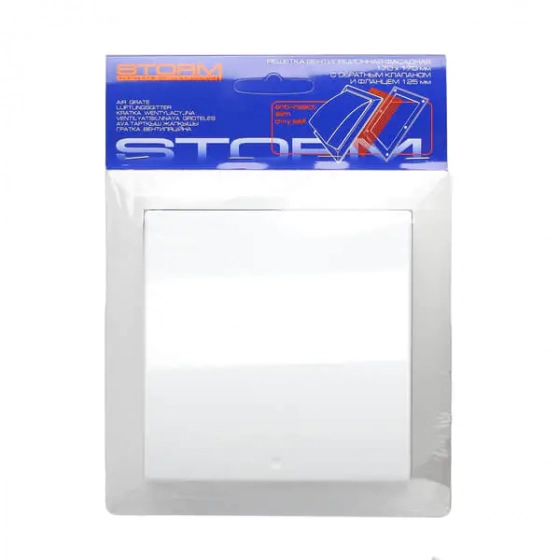 Решетка вентиляц. фасадная 170х170 мм с обр. клапаном и фланцем 125 мм