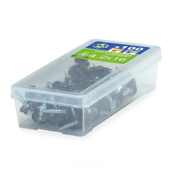 Саморез с прессшайбой ЕКТ 4,2x16 острый, RAL 8017, 100 шт (B009352)