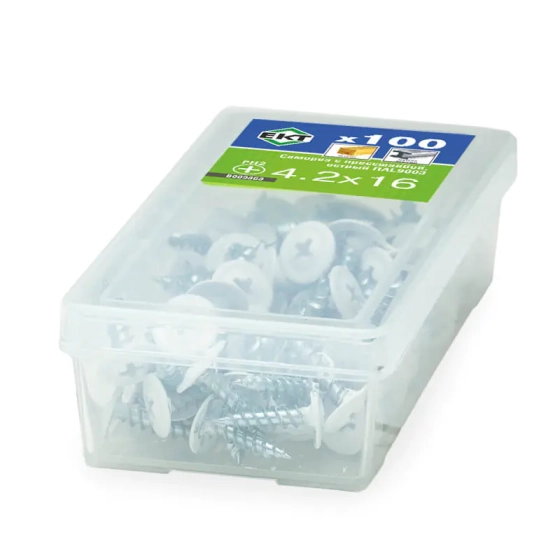 Саморез с прессшайбой 4,2x16 острый RAL 9003 ЕКТ B009353 100 шт