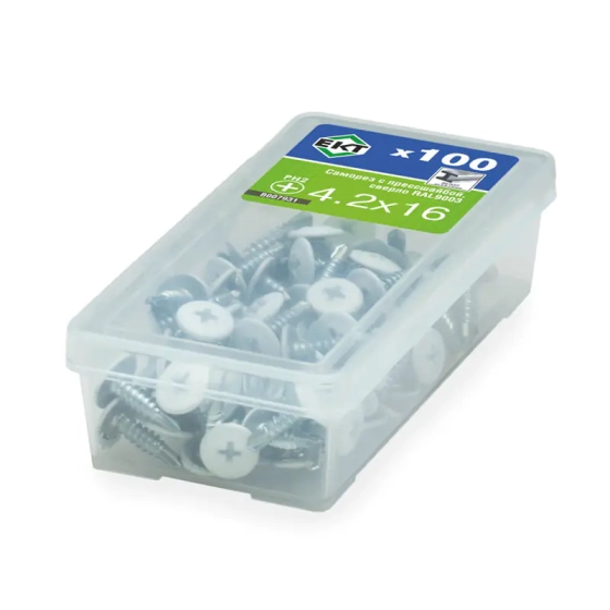 Саморез с прессшайбой 4,2x16 со сверлом RAL 9003 ЕКТ B007931 100 шт