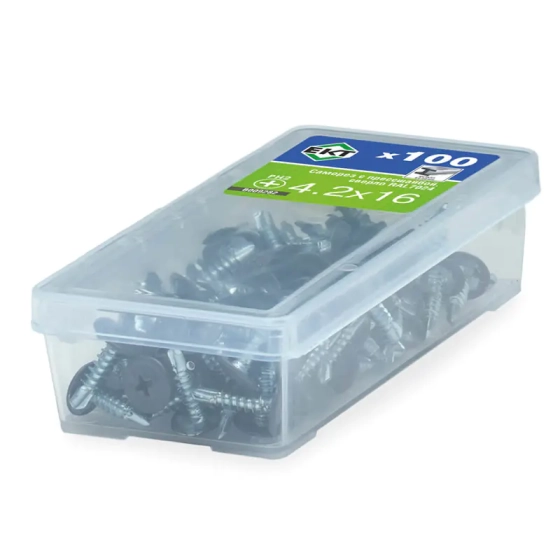 Саморез с прессшайбой ЕКТ 4,2x16 со сверлом, RAL 7024, 100 шт (B009282)