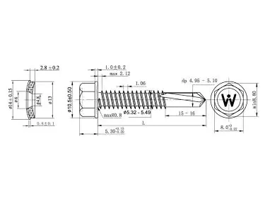 Саморез кровельный оцинкованный Daxmer по металлу 5,5х25 100 шт