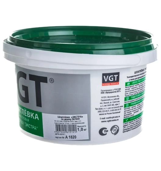 Шпатлевка по дереву VGT Экстра (белая) 1 кг