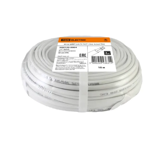 Провод ШВВП 2х0,75 ГОСТ TDM, 10 м