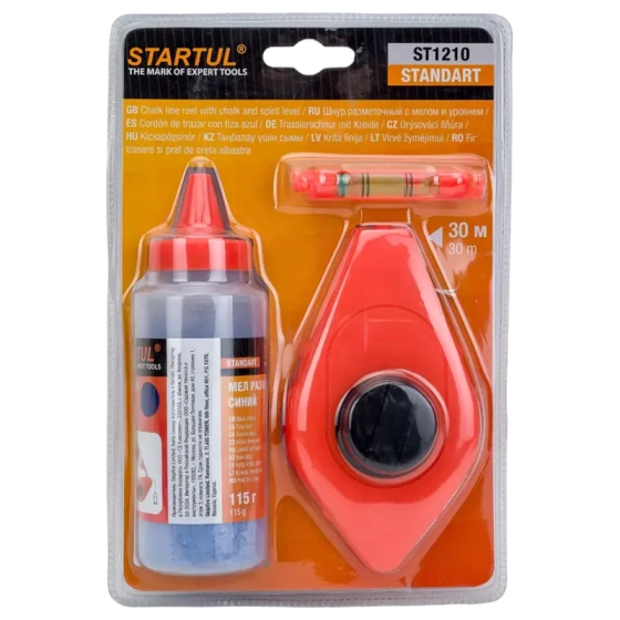 Шнур разметочный 30 м с мелом и уровнем Startul ST1210