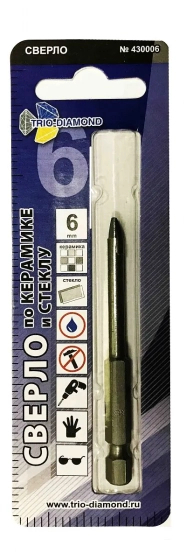 Сверло по керамике и стеклу 6 мм Trio-Diamond (430006)