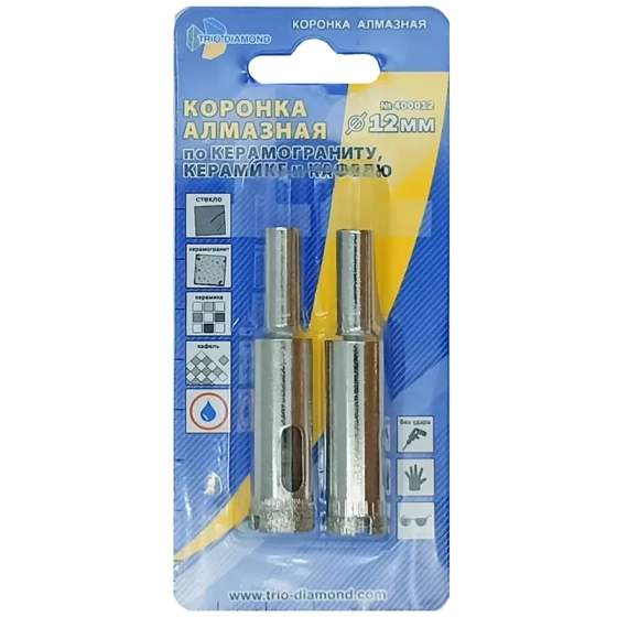 Коронка алмазная по керамике и кафелю 12 мм Trio-Diamond (400012) 2 шт