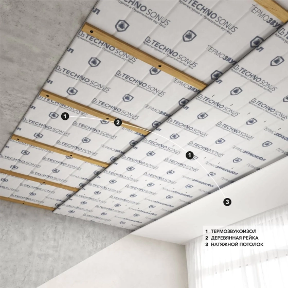 Мат звукопогл. ТермоЗвукоИзол Лайт 10 мм (в пачке 15 м²)
