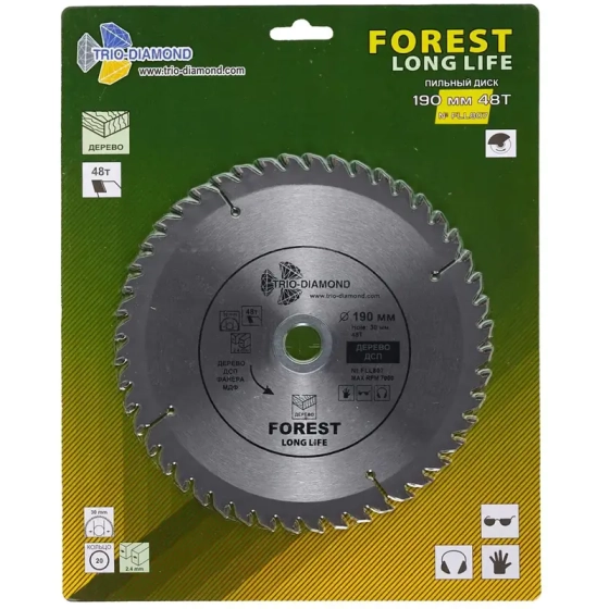 Диск пильный по дереву 190х30/20 мм Trio-diamond (FLL807)