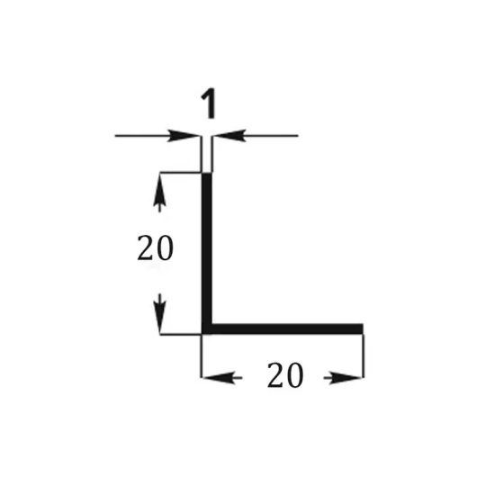 Уголок алюминиевый Profiling 20х20 серебро 3 м