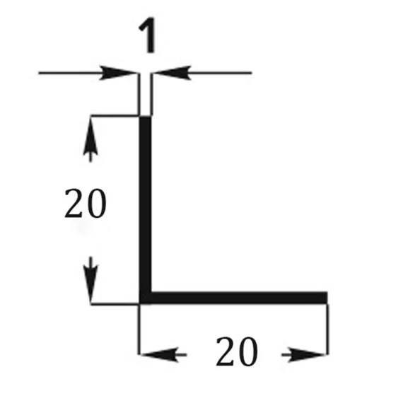 Уголок алюминиевый Profiling 20х20 черный (матовый) 3 м