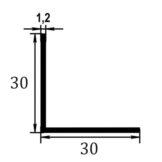 Уголок алюминиевый Profiling 30х30 черный (матовый) 3 м