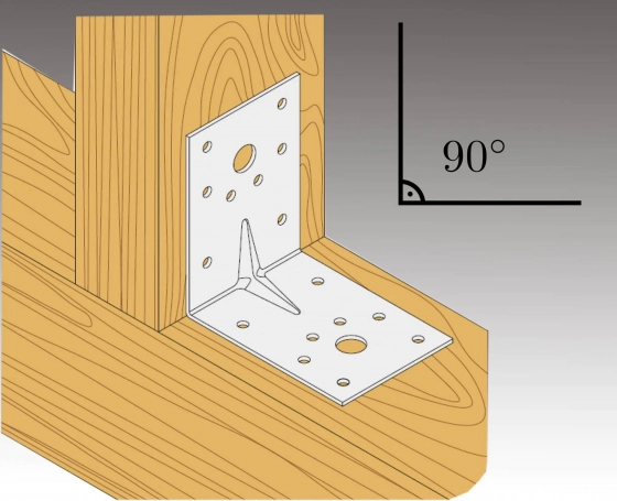 Крепежный уголок усиленный KUU 90х90х40 мм (толщина 1,8-2 мм)