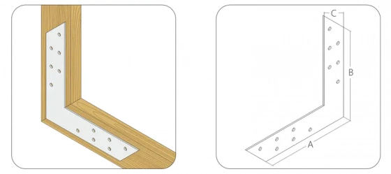 Угловой соединитель US 175х175х35 мм (толщина 2 мм)