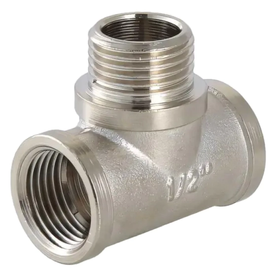 Тройник Valtec с переходом на нар. р. 1/2" вн.-нар.-вн.