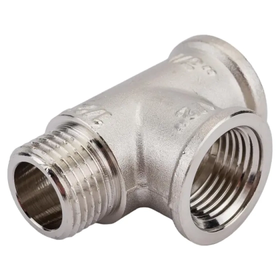 Тройник Valtec с переходом на нар. р. 1/2" нар.-вн.-вн. РФ.