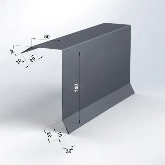 Ветровая планка на ондулин 50х100х2000 мм RAL 7024 (серый)