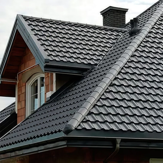 Модульная металлочерепица "Вилейская волна" 0,45 мм, RAL8017