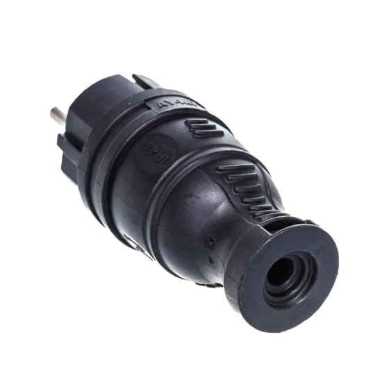Вилка штепсельная прямая с/з 16А 55 115 00 (черный, каучук)