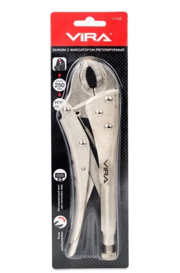 Клещи зажимные 250 мм с фиксатором регулируемый VIRA RAGE 311133