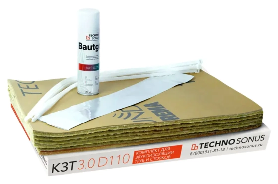 Комплект для звукоизоляции труб КЗТ 3.0 D110 Techno Sonus. РФ.