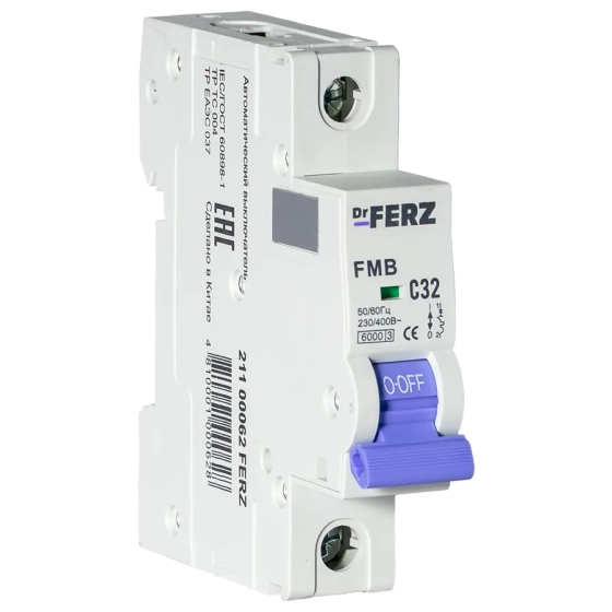 Автоматический выключатель DrFERZ FMB-C 6kA 1P 32A тип С (00062)
