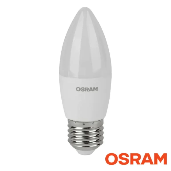 Лампа светодиодная Свеча OSRAM 10Вт Е27 6500К. Холодный дневной свет. РФ.