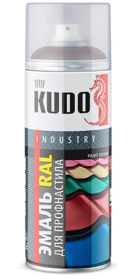 Эмаль аэрозольная для профнастила KUDO KU-03005R. RAL 3005 Красный. 520 мл. РФ.