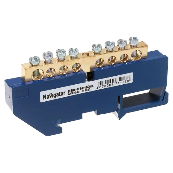 Нулевая шина Navigator на DIN-изоляторе (8 мест) 6х9-8