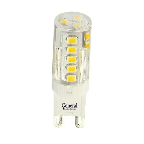 Лампа светодиодная General Lighting 3Вт G9 2700К. Теплый белый свет. 653800. Китай.