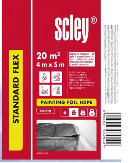 Плёнка укрывочная Scley Standart. Польша. Толщина 7мкм. Размер 4м х 5м.