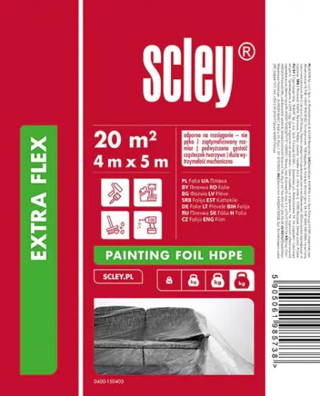 Плёнка укрывочная Scley Extra. Польша. Толщина 15мкм. Размер 4м х 5м.