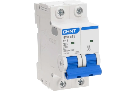Автоматический выключатель CHINT NXB-63S 2P 16А 4,5kA тип C
