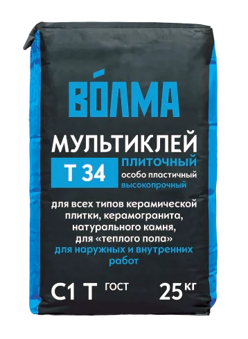 Клей для тяжелой плитки и камня. ВОЛМА-Мультиклей. РФ. 25 кг.