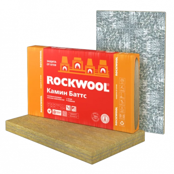 Теплоизоляция Rockwool Камин Баттс 30 мм. В листе 0,6 м.кв. РФ.