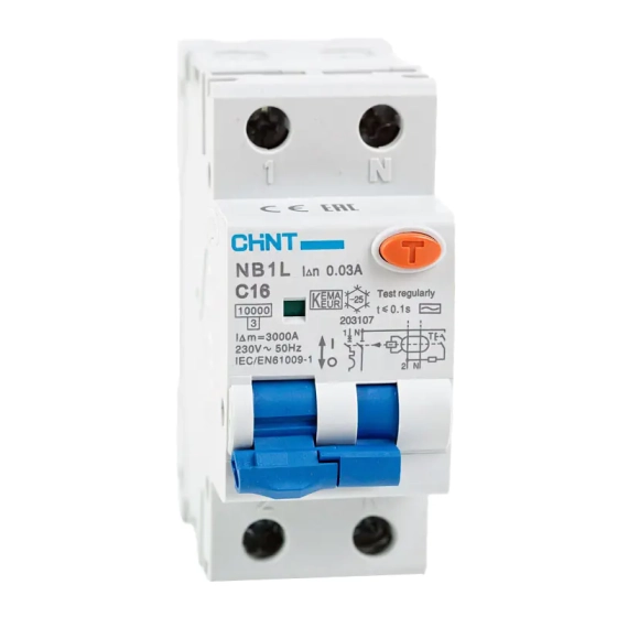 Дифференциальный автомат CHINT 10кА 1P+N С 25A/30mA тип AС. Китай.