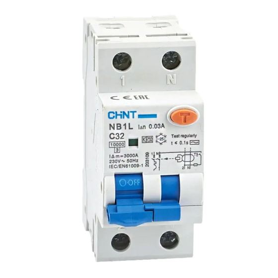 Дифференциальный автомат CHINT 10кА 1P+N С 32A/30mA тип AС. Китай.