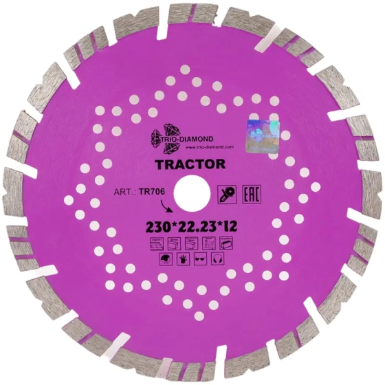 Диск алмазный отрезной Tractor 230 х 22,2 мм Trio-diamond TR706