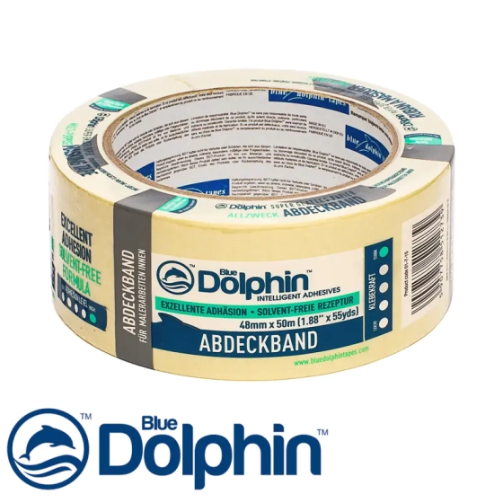 Лента малярная желтая Blue Dolphin 48 мм х 50 м. Польша.