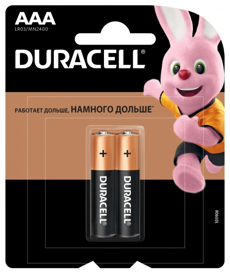 Батарейки DURACELL ААА LR03/MN2400 2BP CN 2 шт. Китай.