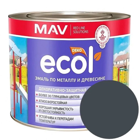 Эмаль Ecol ПФ-115 MAV. Графит. 2,4 л. РБ.