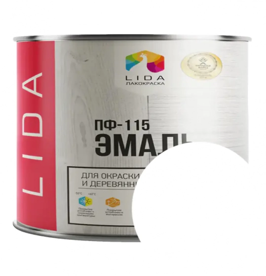 Эмаль ПФ-115 LIDA. Белая. 2 л. РБ.