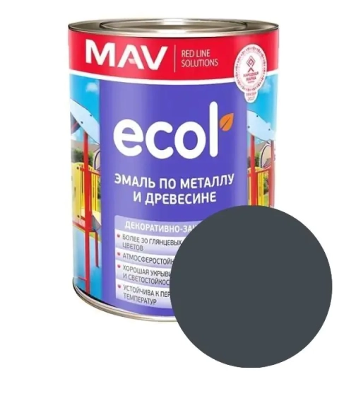 Эмаль Ecol ПФ-115 MAV. Графит. 1 л. РБ.
