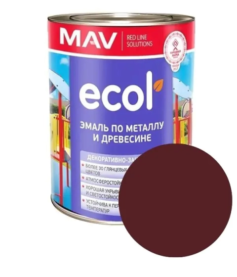 Эмаль Ecol ПФ-115 MAV. Шоколадная. 1 л. РБ.