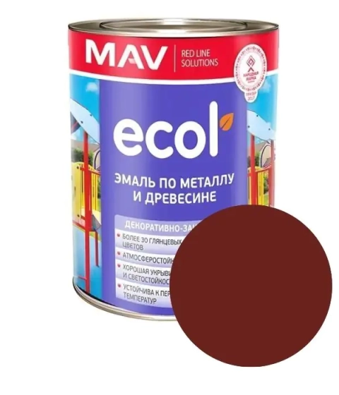 Эмаль Ecol ПФ-115 MAV. Вишневая. 1 л. РБ.