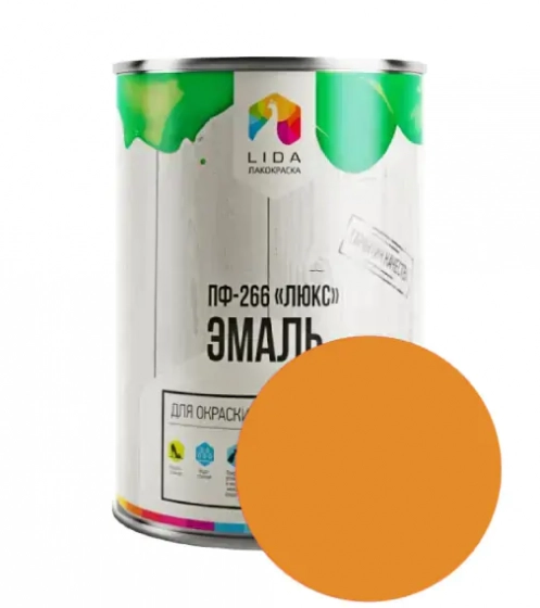 Эмаль ПФ-266 Люкс LIDA. Желто-коричневая. 1 л. РБ.