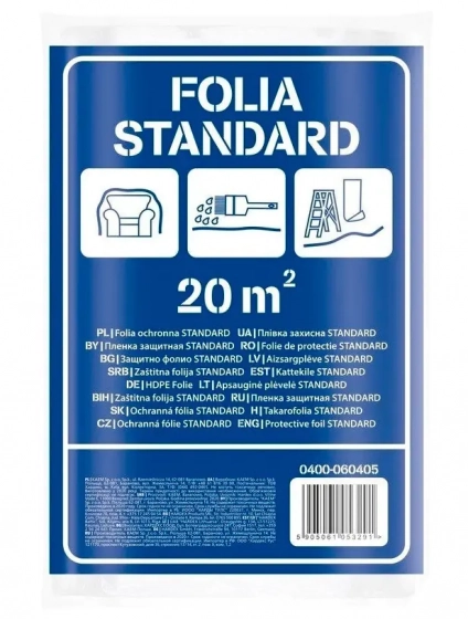 Плёнка укрывочная Folia Standart. Польша. Толщина 6 мкм. Размер 4м х 5м.