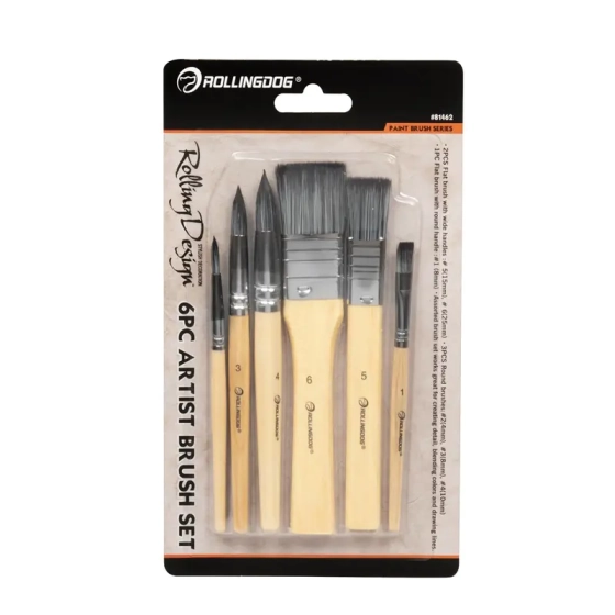 Набор художественных кистей 6 шт Rollingdog Design (81462)